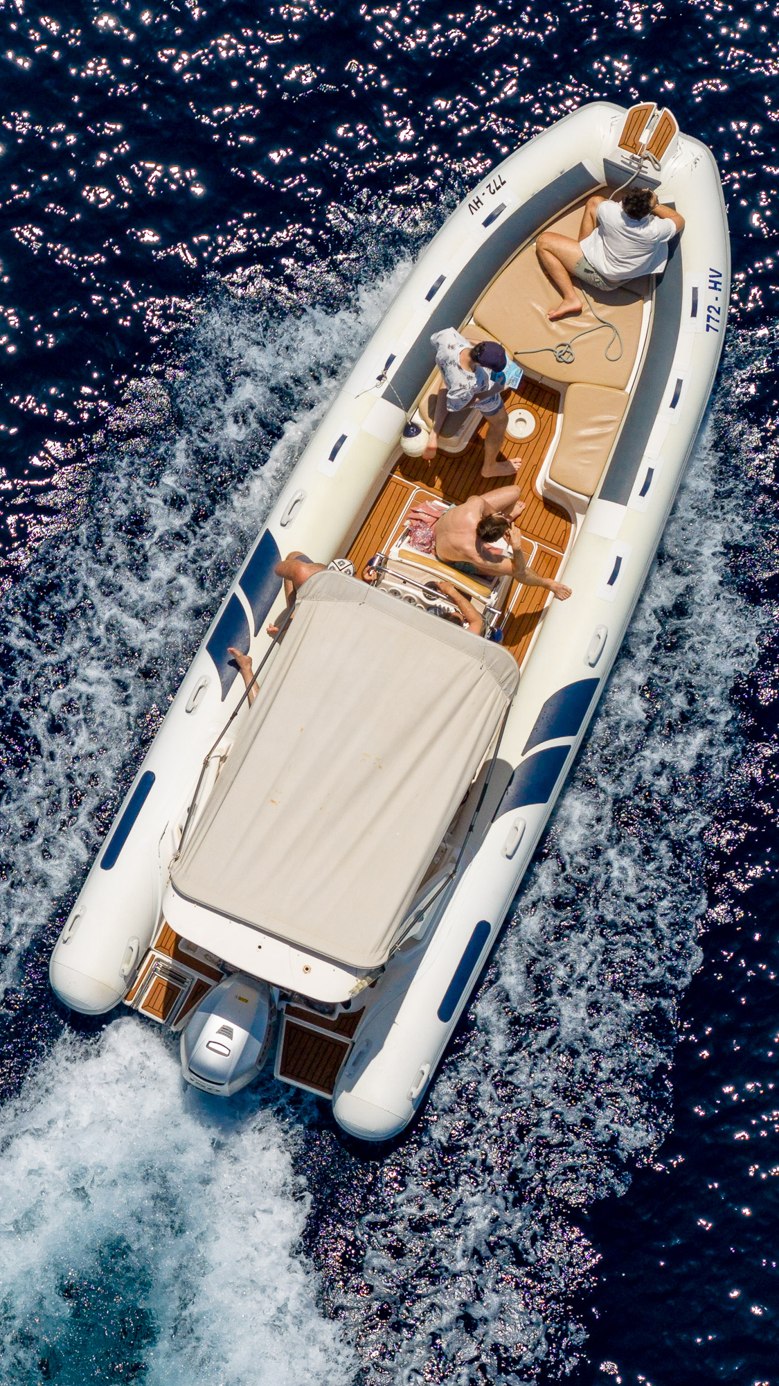 Speedboat on Zdrilca channel Pakleni Islands - boat rental Hvar Croatia